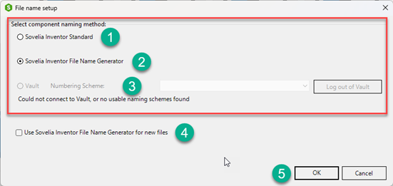 Configure file name in Sovelia Inventor