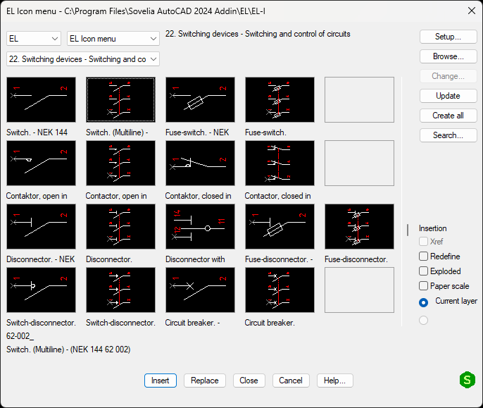 Sovelia AutoCAD electrical symbol library