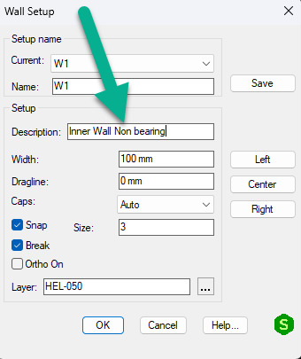 Wall setup Sovelia AutoCAD