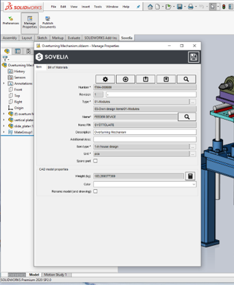 SW CAD Add-in property card