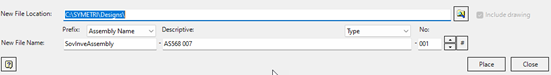 File Name setup components menu Sovelia Inventor